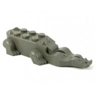 Alligator / Crocodile Body with 4 Lower Teeth: {тъмно сив}