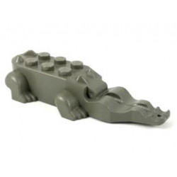 Alligator / Crocodile Body with 4 Lower Teeth: {тъмно сив}