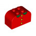 Slope, Curved 4 x 2 x 2 Double with Four Studs with 3 Yellow Buttons, Green Collar Pattern: {ярко червен}