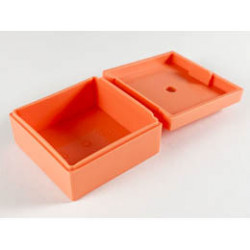 Container, Box 3 1/2 x 3 1/2 x 1 1/3 with Hinged Lid: {ярко червеникаво-оранжев}