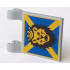 Flag 2 x 2 Square with Flat Edge with Lion Head with Crown and Yellow X on Blue Background Pattern: {сив}
