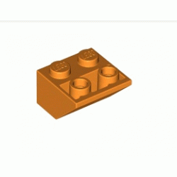 Покривна плочка 2X2/45° инверсна (*) с плосък долен пин: {ярко оранжев}