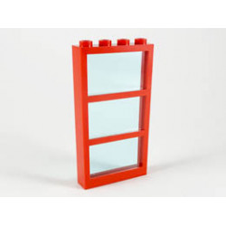 Window 1 x 4 x 6 Frame with 3 Panes, Fixed Glass with Trans-Light Blue Glass: {ярко червен}