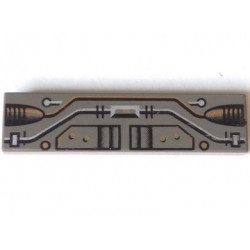 Tile 1 x 4 with SW Black, Copper, and Silver Circuitry Pattern: {тъмно сив}