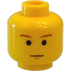 Minifigure, Head Male SW Brown Eyebrows and Chin Dimple Pattern - Blocked Open Stud: {ярко жълт}
