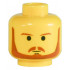Minifigure, Head Beard with Brown Eyebrows, Moustache and Beard, Black Chin Dimple Pattern - Blocked Open Stud: {ярко жълт}