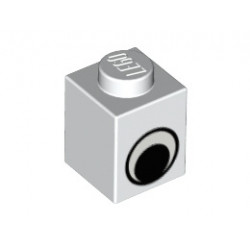 Brick 1 x 1 with Eye Simple Black and White Pattern: {бял}