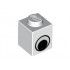 Brick 1 x 1 with Eye Simple Black and White Pattern: {бял}