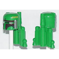 Minifigure, Headgear Helmet SW Rocket Pack with Boba Fett Colors Pattern, Dark Brown Highlights: {тъмно зелен}