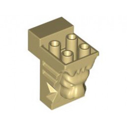 Тухла, модифицирана 2 x 3 x 3, изрязана, с лъвска глава: {тухлено жълт}