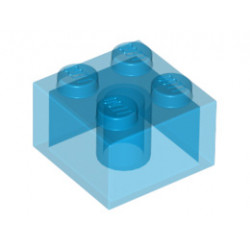 Тухличка 2X2 - прозрачна: {прозрачно син}