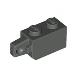 Hinge Brick 1 x 2 Locking with 1 Finger Vertical End: {тъмно сив}
