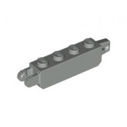 Hinge Brick 1 x 4 Locking, 9 Teeth with 1 Finger Vertical End and 2 Fingers Vertical End, 9 Teeth : {сив}
