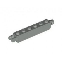 Hinge Brick 1 x 6 Locking with 1 Finger Vertical End and 2 Fingers Vertical End, 9 Teeth: {сив}