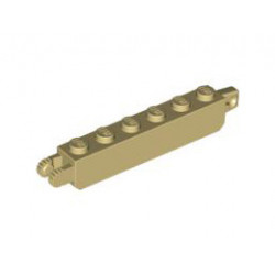 Hinge Brick 1 x 6 Locking with 1 Finger Vertical End and 2 Fingers Vertical End, 9 Teeth: {тухлено жълт}