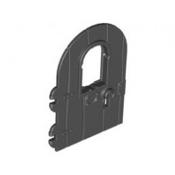 Door 1 x 4 x 6 Round Top with Window and Keyhole, Nonreinforced Edge: {черен}