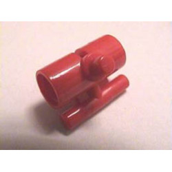 Technic, Pin Connector Round with Slot, Bar Lengthwise & Bars Out (Soccer Goalie Stick Holder Pivot): {ярко червен}
