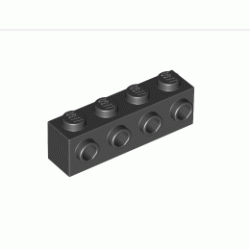 Тухличка 1X4 с 4 пъпки: {черен}