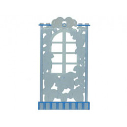 Belville Wall, Ivy Wall with Window 1 x 8 x 12: {прозрачно флуорисциращо син}