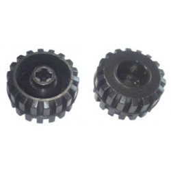 Wheel Small Wide Hard Plastic Tread, Hole Notched for Wheels Holder Pin: {черен}