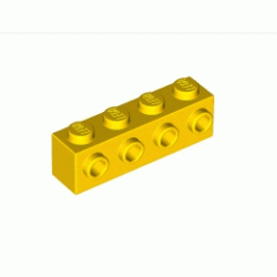 Тухличка 1X4 с 4 пъпки: {ярко жълт}