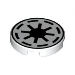 Tile, Round 2 x 2 with SW Republic Pattern: {бял}