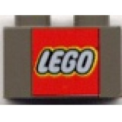 Brick 1 x 2 with LEGO Logo Pattern: {тъмно сив}