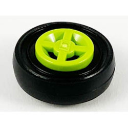 Wheel 8mm D. x 6mm with Black Tire 14mm D. x 4mm Smooth Small Single (4624 / 3139): {ярко жълто-зелен}