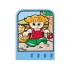 Story Builder Farmyard Fun Card with Girl Carrying Basket of Eggs and Flower Pattern: {умерено син}
