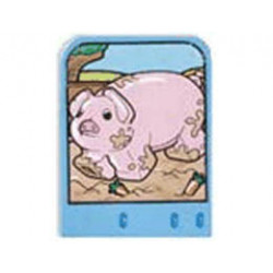 Story Builder Farmyard Fun Card with Pig in Mud with Carrots Pattern: {умерено син}