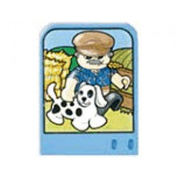 Story Builder Farmyard Fun Card with Farmer and Dog Pattern: {умерено син}