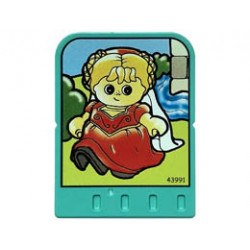 Story Builder Crazy Castle Card with Girl Maiden in Red Dress Pattern: {умерено синьо-зелен}