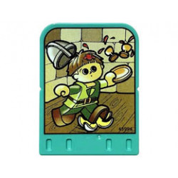 Story Builder Crazy Castle Card with Boy Knight Carrying Drinks and Slipping on Banana Peel Pattern: {умерено синьо-зелен}