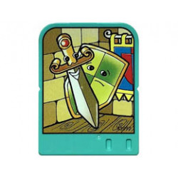 Story Builder Crazy Castle Card with Sword and Shield with Eyes Pattern: {умерено синьо-зелен}
