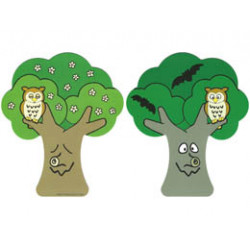 Plastic Part for Sets 3615 / 9131 - Tree Backdrop with Owl and Bats / Flowers: {неопределен}