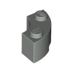Brick, Round Corner 2 x 2 Macaroni with Stud Notch: {сив}