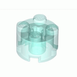 Тухличка 2X2 кръгла с кръстат отвор : {прозрачно светло син}