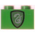 Brick 1 x 2 with HP Slytherin Shield Pattern: {тъмно зелен}