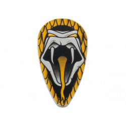 Minifigure, Shield Oval with HP Open Mouth Snake Head with Bright Light Orange Eyes and Tongue Pattern: {сив}