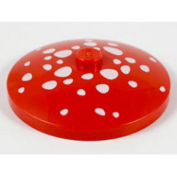 Dish 4 x 4 Inverted (Radar) with Solid Stud with White Spots (Mushroom Top) Pattern: {ярко червен}