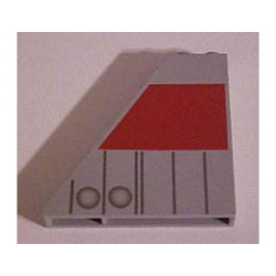Slope 55 6 x 1 x 5 without Bottom Stud Holders with Dark Gray and Red T-16 Tail Pattern: {сив}