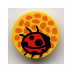 Tile, Round 2 x 2 with Orange Spots / Flower Center and Red Ladybug Pattern: {ярко жълт}