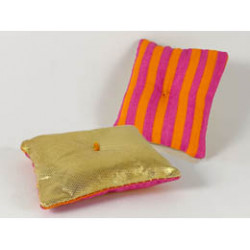 Belville Cloth Pillow 6 x 7 with Gold on One Side and Magenta and Orange Stripes on Other Side Pattern: {неопределен}