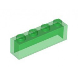 Тухличка 1X4 без пинове: {прозрачно зелен}
