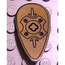 Minifigure, Shield Oval with Gold Chrome and Geometric Oriental Pattern: {черен}