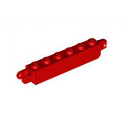 Hinge Brick 1 x 6 Locking with 1 Finger Vertical End and 2 Fingers Vertical End, 9 Teeth: {ярко червен}