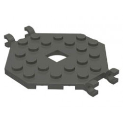 Plate, Modified 6 x 6 Octagonal with Open Center and 4 Clips (Horizontal Grip) : {тъмно сив}