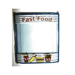 Panel 2 x 8 x 8 with Red Fast Food, Drink Cup, Hamburger, and Fries on White Stripes Pattern: {прозрачно флуорисциращо син}