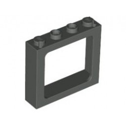 Window 1 x 4 x 3 Train - 2 Hollow Studs and 2 Solid Studs: {тъмно сив}