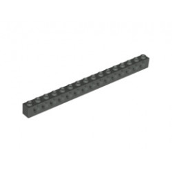 Technic, Brick 1 x 16 with Holes: {тъмно сив}